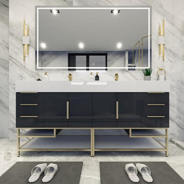 Bethany Double Drawer 72" Freestanding Bathroom Vanity with Reinforced Acrylic Integrated Sink Top