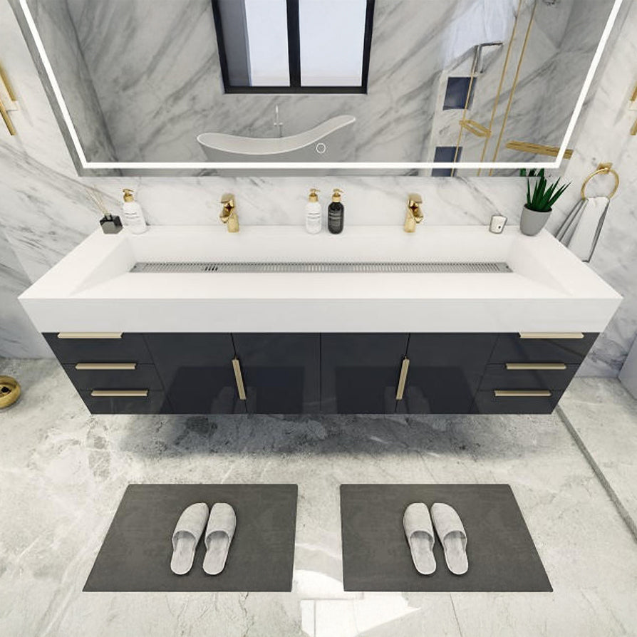 Bethany Double Drawer 72" Wall Mounted Bathroom Vanity with Reinforced Acrylic Integrated Sink Top