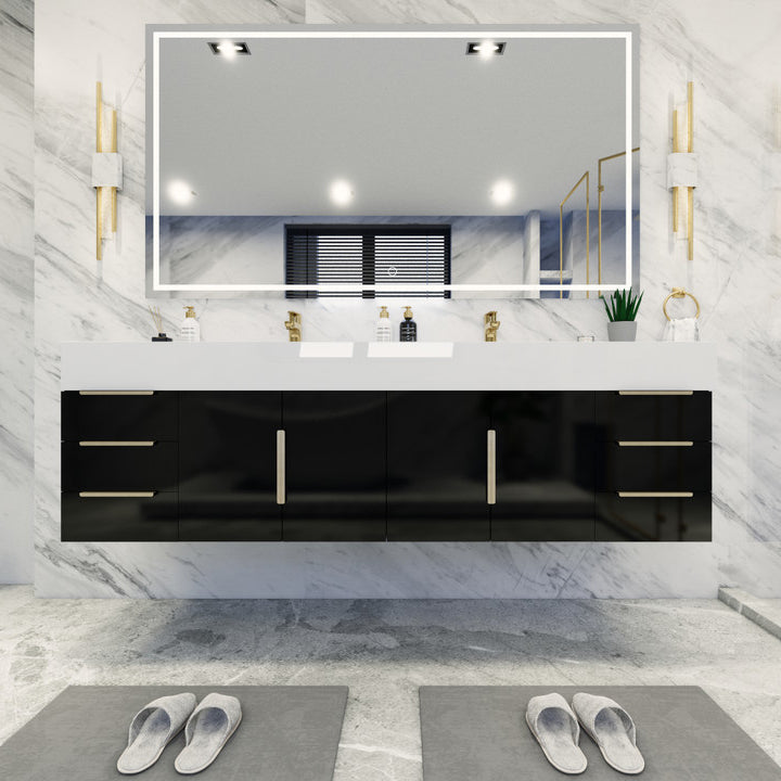 Bethany Double Drawer 72" Wall Mounted Bathroom Vanity with Reinforced Acrylic Integrated Sink Top