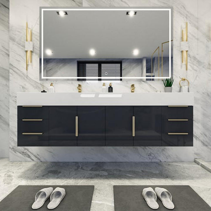 Bethany Double Drawer 72" Wall Mounted Bathroom Vanity with Reinforced Acrylic Integrated Sink Top