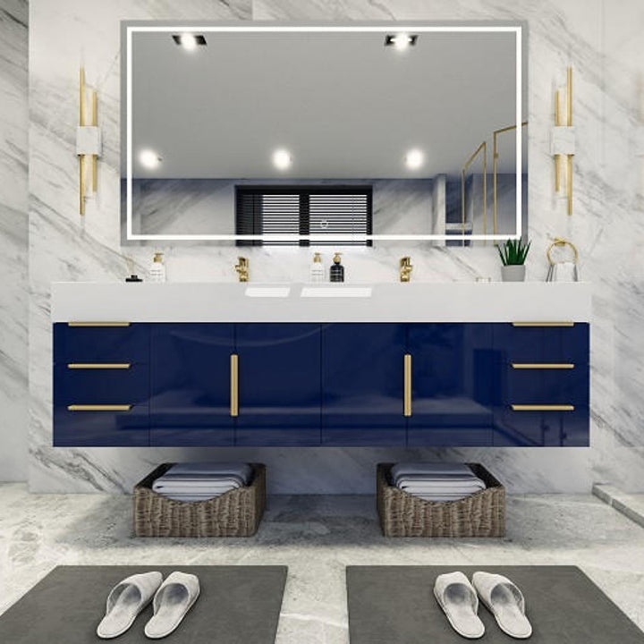 Bethany Double Drawer 72" Wall Mounted Bathroom Vanity with Reinforced Acrylic Integrated Sink Top