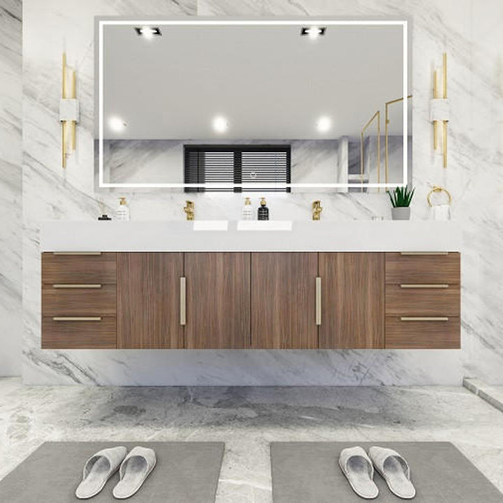 Bethany Double Drawer 72" Wall Mounted Bathroom Vanity with Reinforced Acrylic Integrated Sink Top