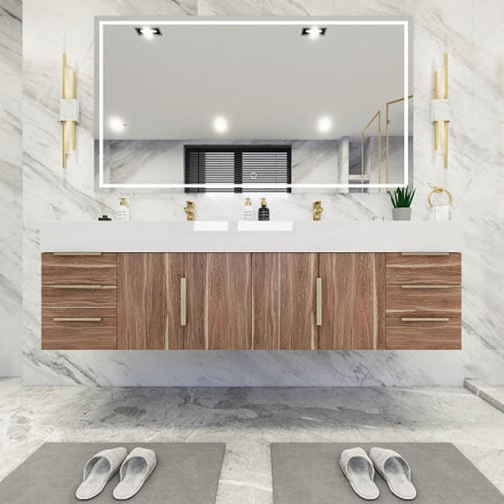 Bethany Double Drawer 72" Wall Mounted Bathroom Vanity with Reinforced Acrylic Integrated Sink Top