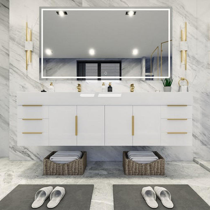 Bethany Double Drawer 72" Wall Mounted Bathroom Vanity with Reinforced Acrylic Integrated Sink Top