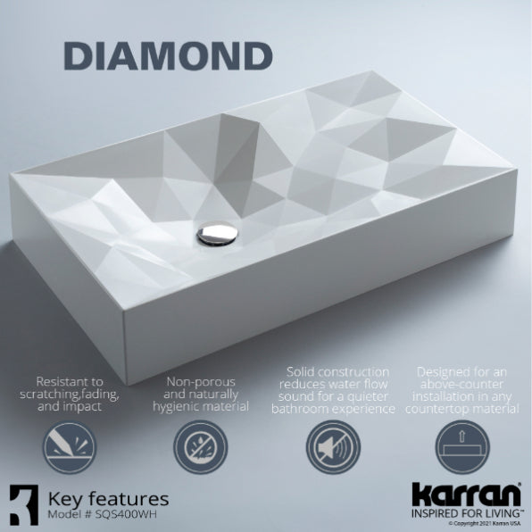 Diamond Quartz Composite Vessel Bathroom Sink