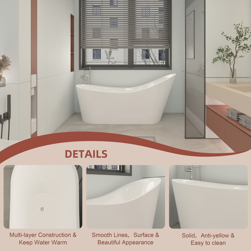 Avalon 56" Freestanding Bathtub