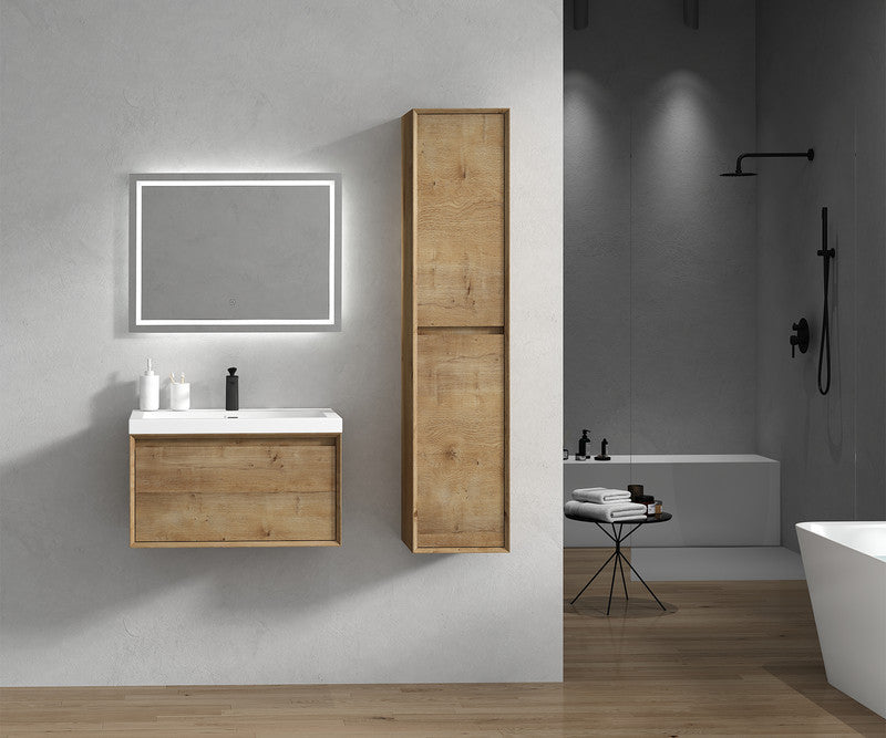 Bella 36" Wall Mounted Bathroom Vanity with Reinforced Acrylic Integrated Sink Top