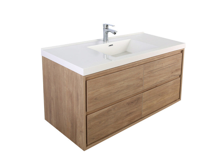 Sage Single 60" Wall Mounted Bathroom Vanity with Reinforced Acrylic Integrated Sink Top