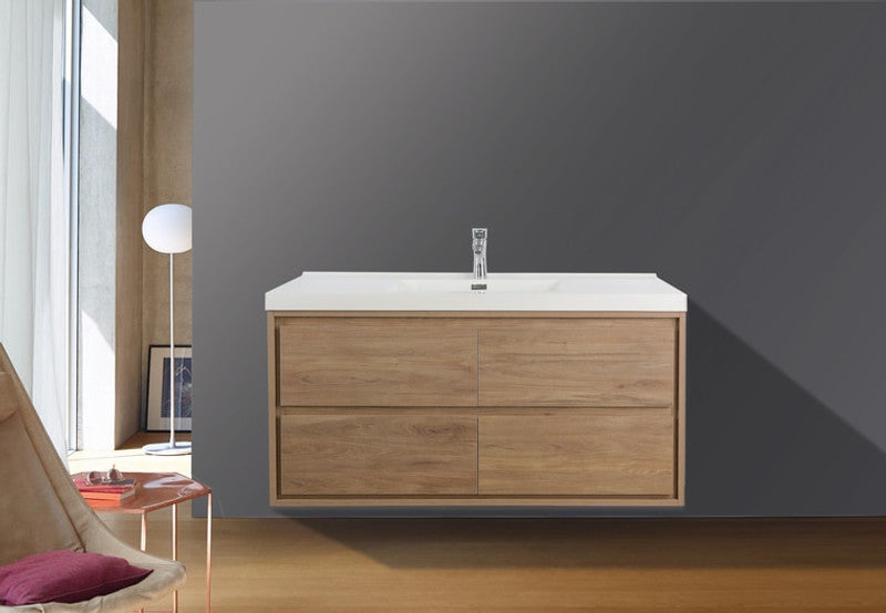 Sage Single 60" Wall Mounted Bathroom Vanity with Reinforced Acrylic Integrated Sink Top