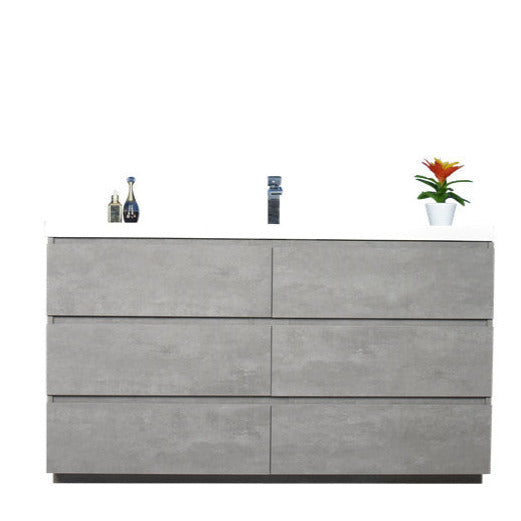 Angeles 60" Freestanding Bathroom Vanity with Reinforced Acrylic Integrated Sink Top