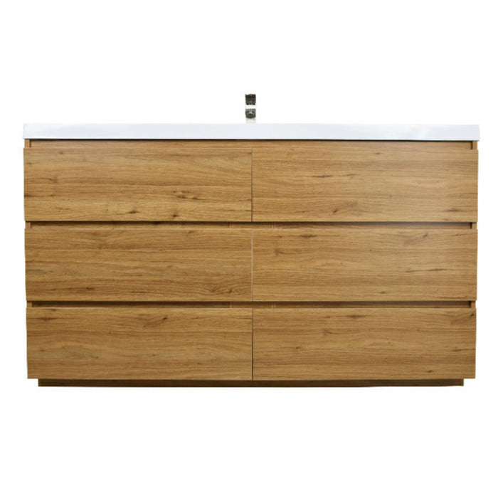 Angeles 60" Freestanding Bathroom Vanity with Reinforced Acrylic Integrated Sink Top