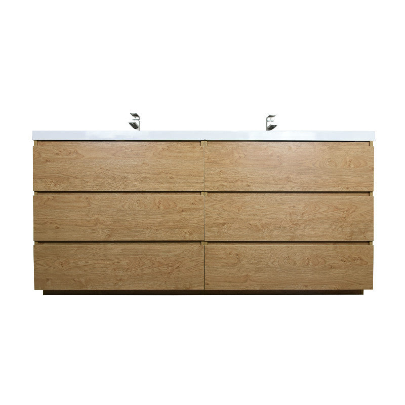 Angeles 72" Freestanding Bathroom Vanity with Reinforced Acrylic Integrated Sink Top