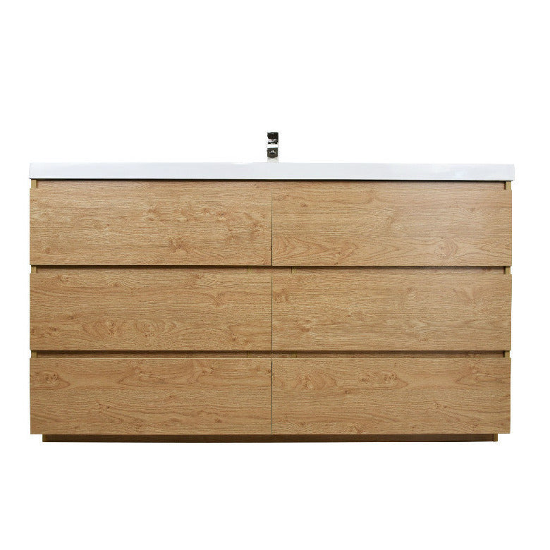 Angeles 60" Freestanding Bathroom Vanity with Reinforced Acrylic Integrated Sink Top