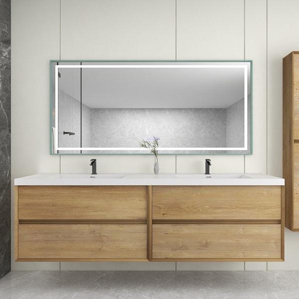 Kingdee 84" Wall Mounted Bathroom Vanity with Reinforced Acrylic Integrated Sink Top
