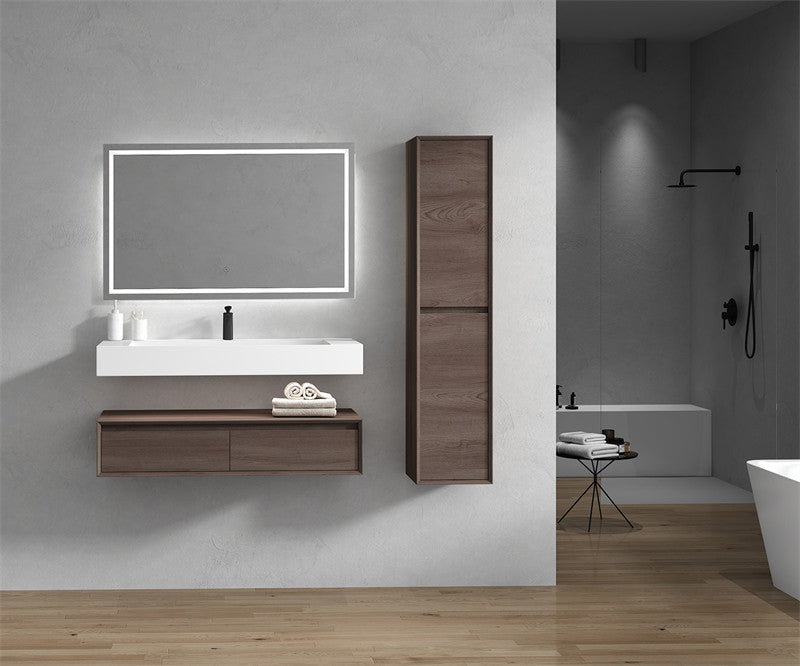 Alysa 60" Wall Mounted Bathroom Vanity with Reinforced Acrylic Integrated Sink Top