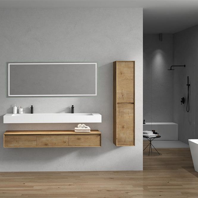 Alysa 72" Wall Mounted Bathroom Vanity with Reinforced Acrylic Integrated Sink Top