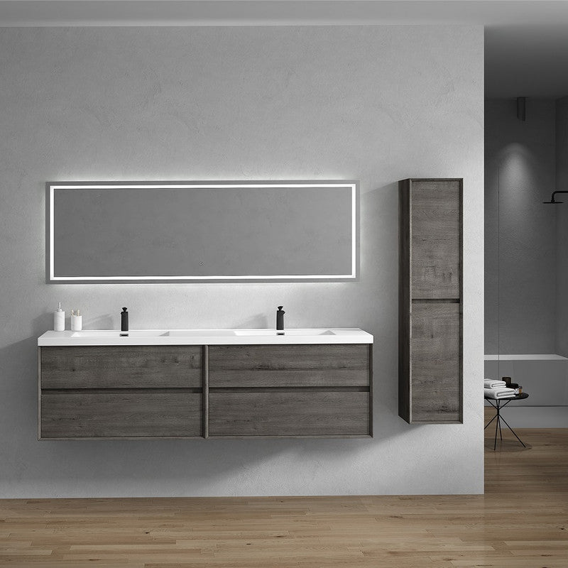 Kingdee 84" Wall Mounted Bathroom Vanity with Reinforced Acrylic Integrated Sink Top
