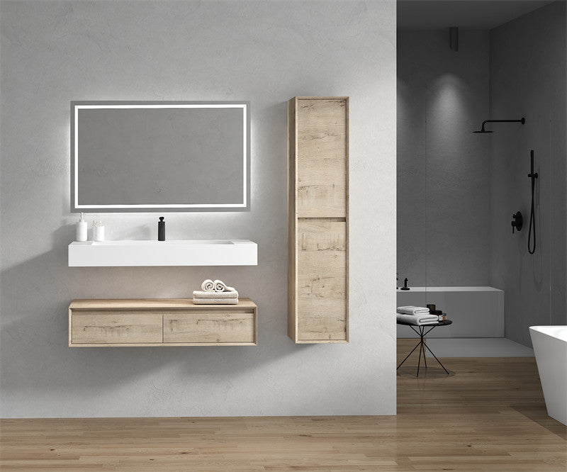 Alysa 60" Wall Mounted Bathroom Vanity with Reinforced Acrylic Integrated Sink Top