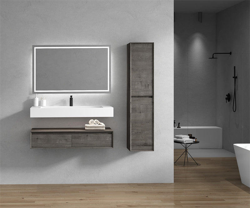 Alysa 60" Wall Mounted Bathroom Vanity with Reinforced Acrylic Integrated Sink Top