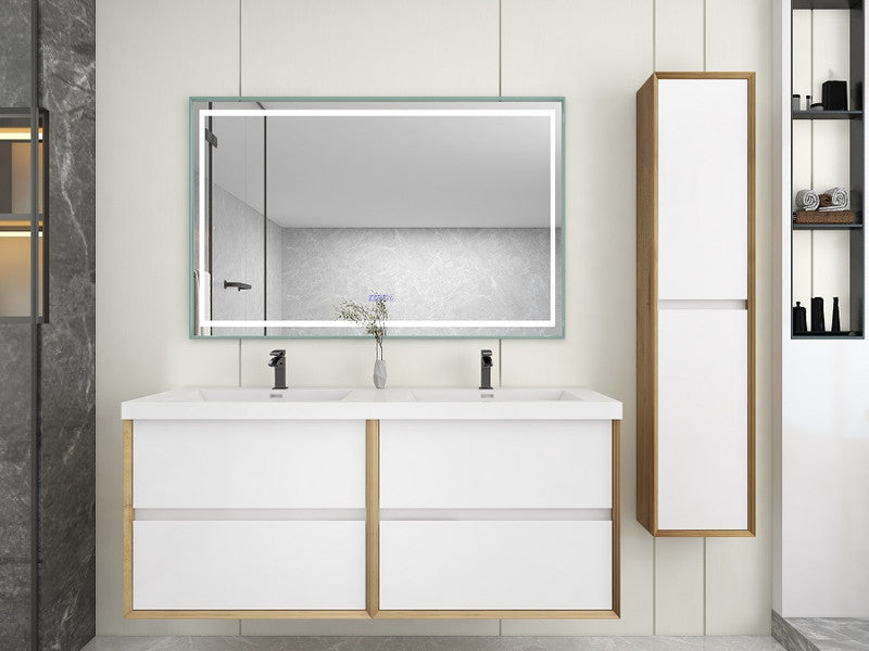 Kingdee 60" Wall Mounted Bathroom Vanity with Acrylic Integrated Sink Top