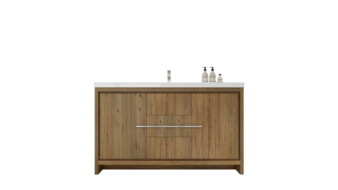 Dolce 60" Freestanding Bathroom Vanity with Reinforced Acrylic Integrated Sink Top