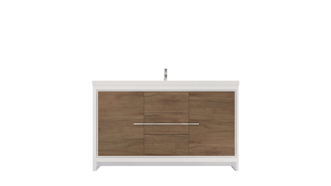 Dolce 60" Freestanding Bathroom Vanity with Reinforced Acrylic Integrated Sink Top