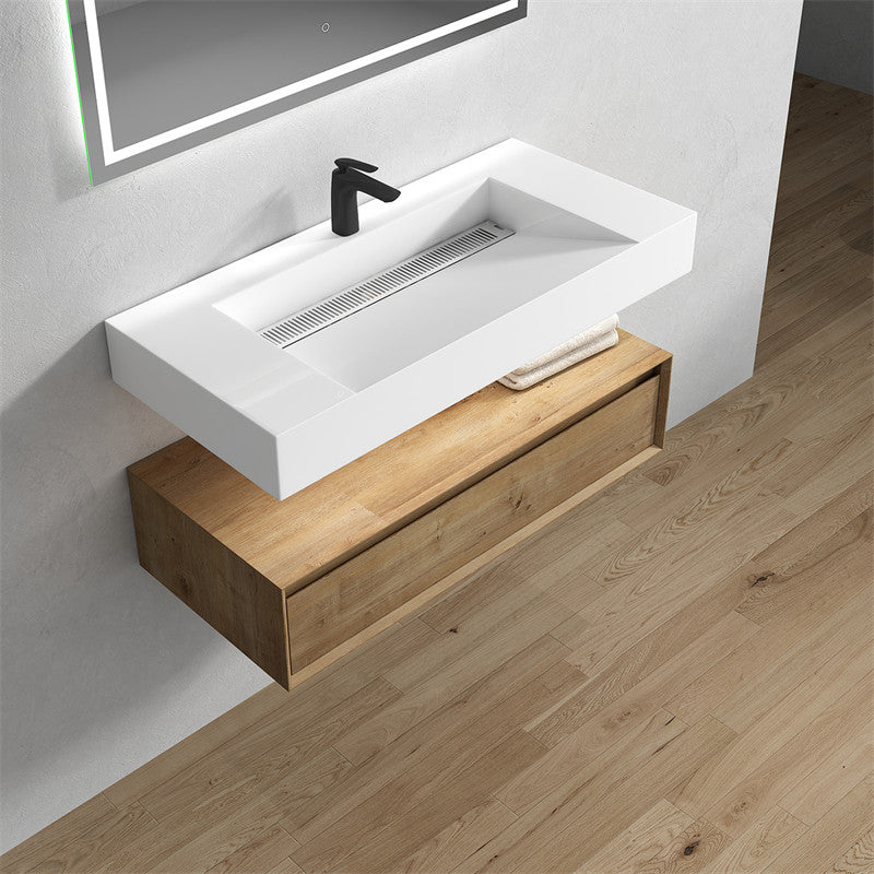 Alysa 42" Wall Mounted Bathroom Vanity with Reinforced Acrylic Integrated Sink Top