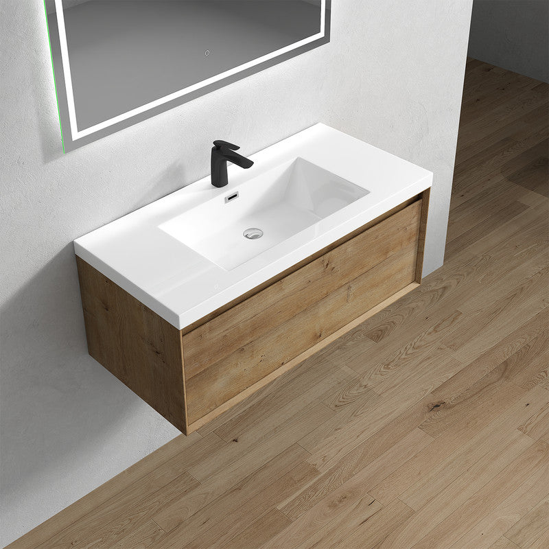 Bella 42" Wall Mounted Bathroom Vanity with Reinforced Acrylic Integrated Sink Top