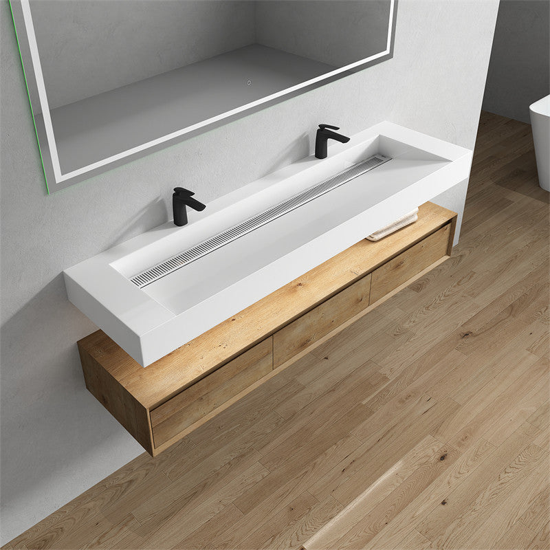 Alysa 72" Wall Mounted Bathroom Vanity with Reinforced Acrylic Integrated Sink Top