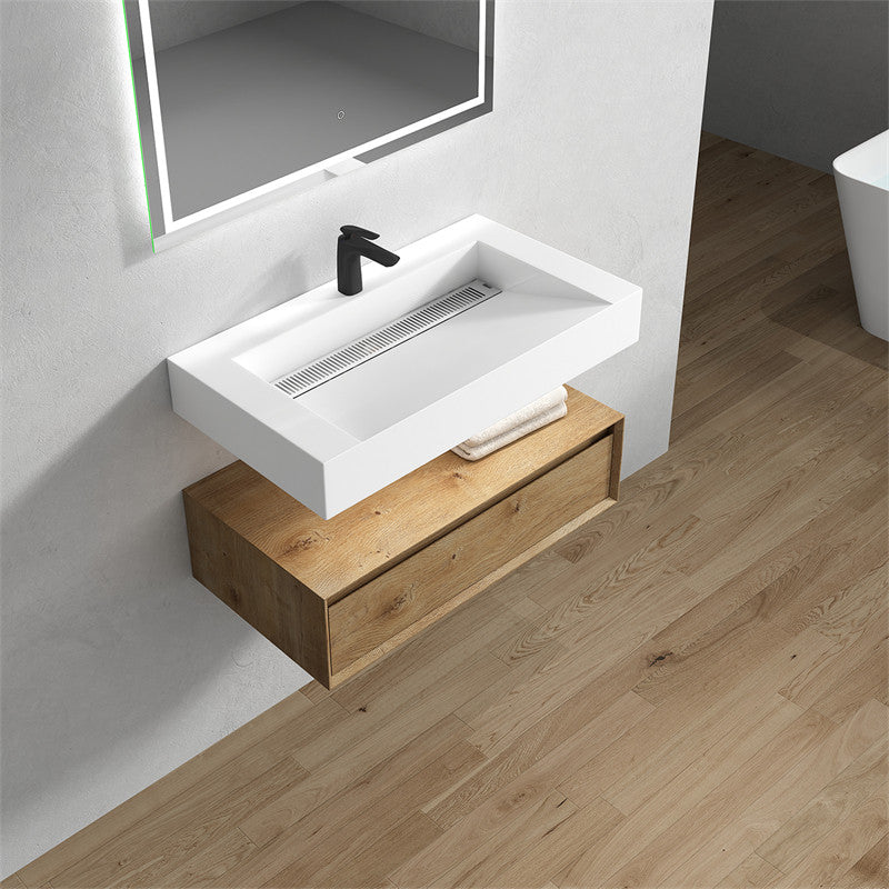 Alysa 36" Wall Mounted Bathroom Vanity with Reinforced Acrylic Integrated Sink Top