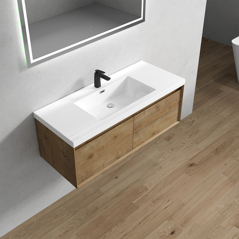 Bella 48" Wall Mounted Bathroom Vanity with Reinforced Acrylic Integrated Sink Top