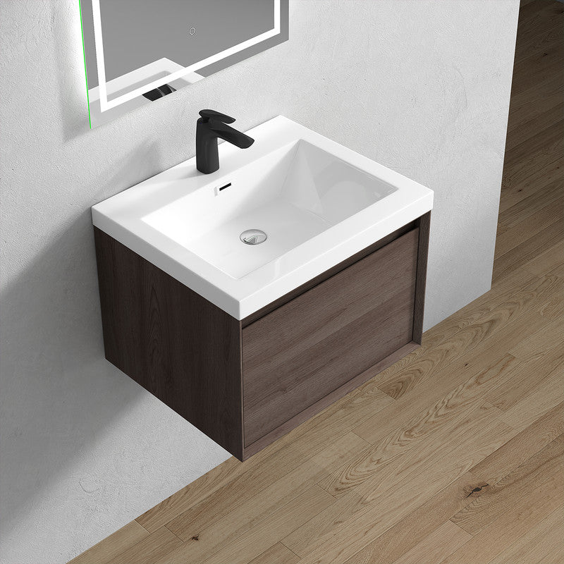 Bella 24" Wall Mounted Bathroom Vanity with Reinforced Acrylic Integrated Sink Top