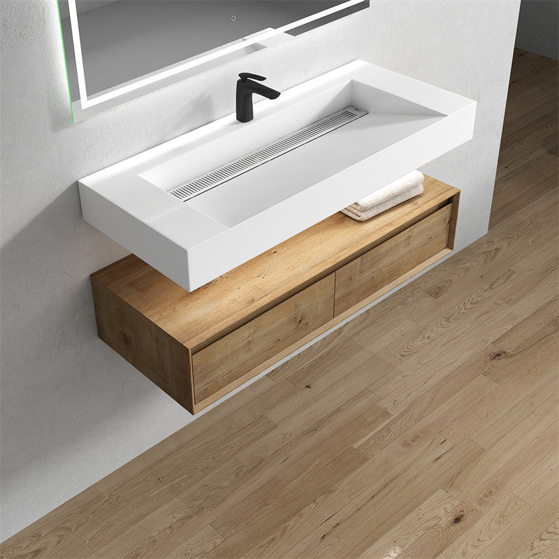 Alysa 60" Wall Mounted Bathroom Vanity with Reinforced Acrylic Integrated Sink Top