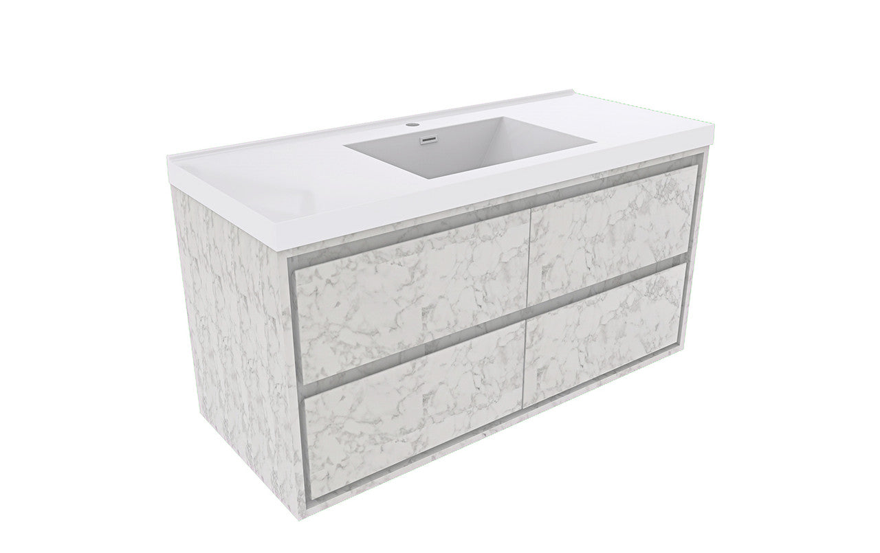 Sage Single 60" Wall Mounted Bathroom Vanity with Reinforced Acrylic Integrated Sink Top