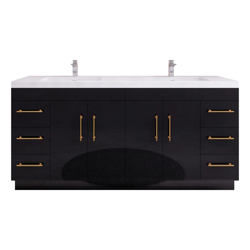 Elsa 72" Freestanding Bathroom Vanity with Reinforced Acrylic Integrated Sink Top
