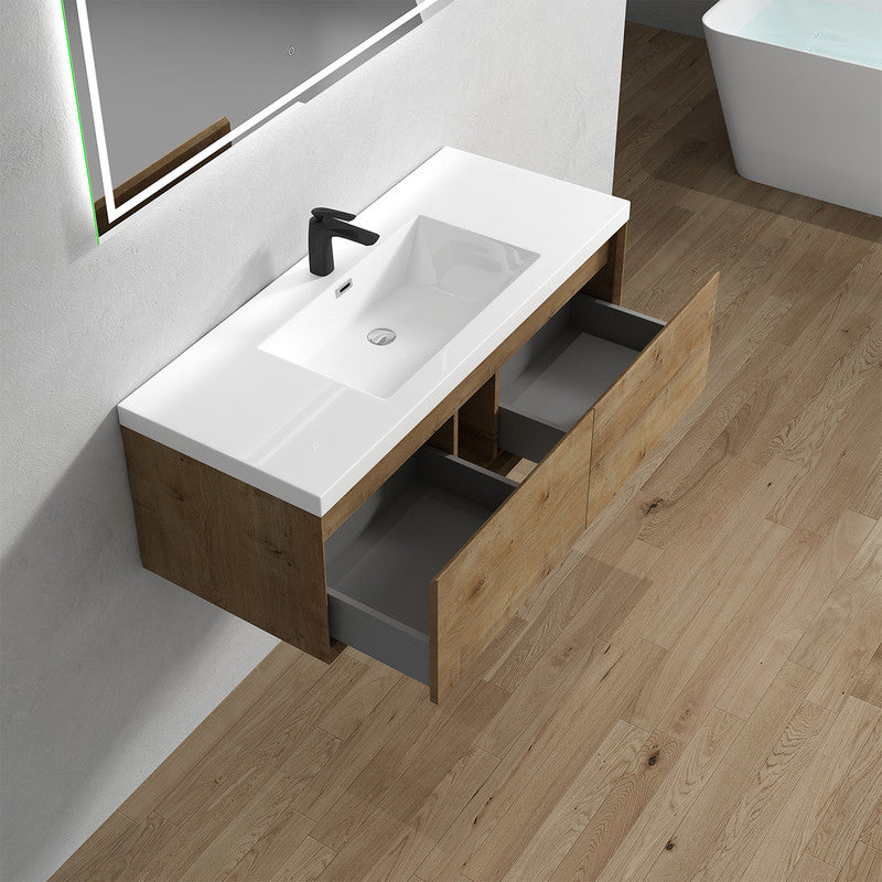 Bella 48" Wall Mounted Bathroom Vanity with Reinforced Acrylic Integrated Sink Top