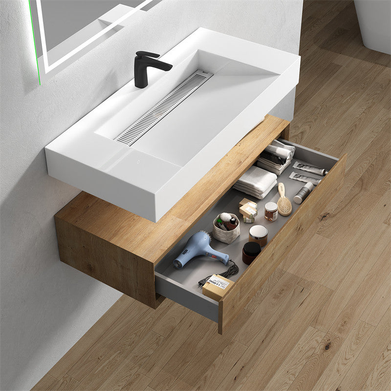 Alysa 42" Wall Mounted Bathroom Vanity with Reinforced Acrylic Integrated Sink Top