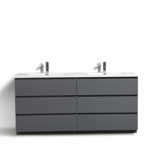 Angeles 72" Freestanding Bathroom Vanity with Reinforced Acrylic Integrated Sink Top