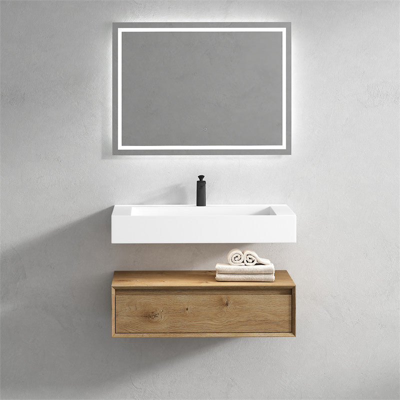 Alysa 36" Wall Mounted Bathroom Vanity with Reinforced Acrylic Integrated Sink Top