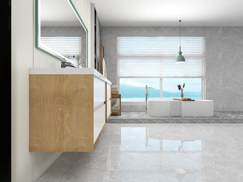 Kingdee 84" Wall Mounted Bathroom Vanity with Reinforced Acrylic Integrated Sink Top