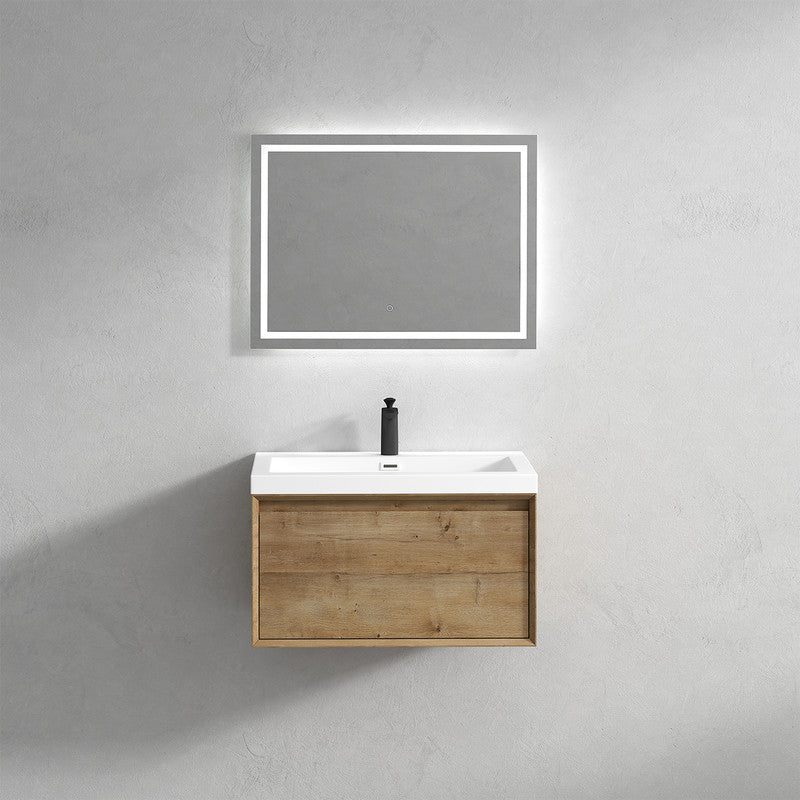 Bella 36" Wall Mounted Bathroom Vanity with Reinforced Acrylic Integrated Sink Top