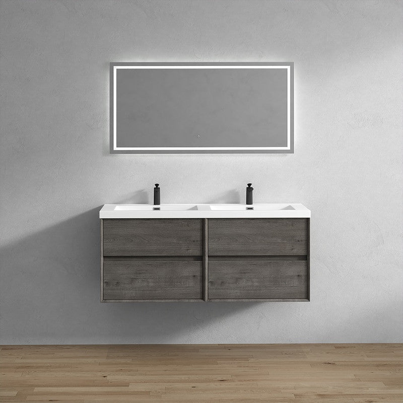 Kingdee 60" Wall Mounted Bathroom Vanity with Acrylic Integrated Sink Top