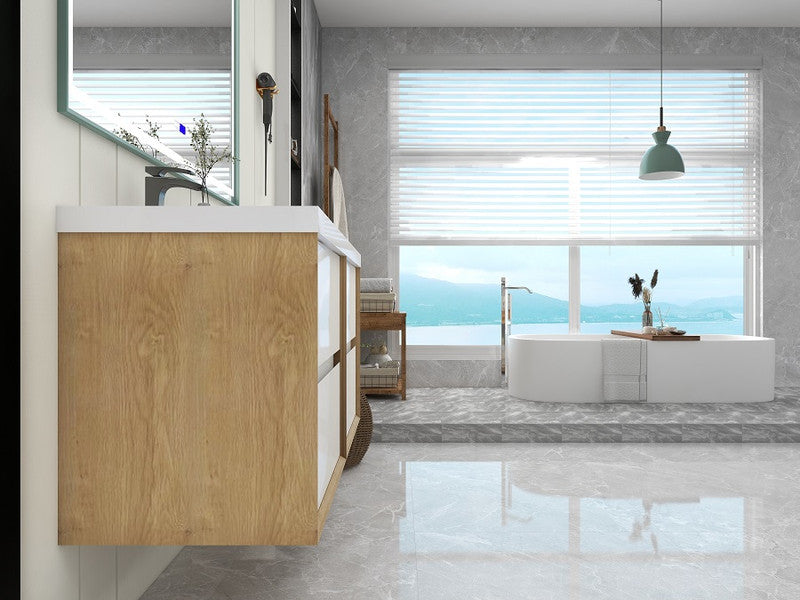 Kingdee 48" Wall Mounted Bathroom Vanity with Reinforced Acrylic Integrated Sink Top
