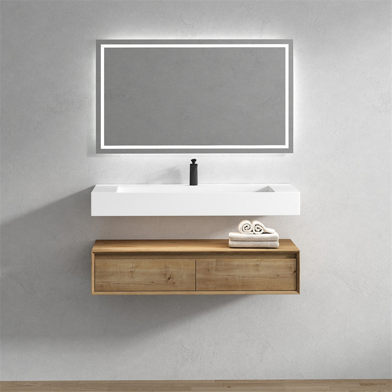 Alysa 60" Wall Mounted Bathroom Vanity with Reinforced Acrylic Integrated Sink Top