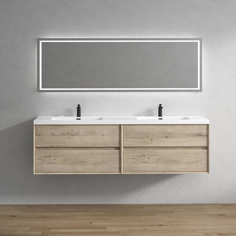 Kingdee 84" Wall Mounted Bathroom Vanity with Reinforced Acrylic Integrated Sink Top