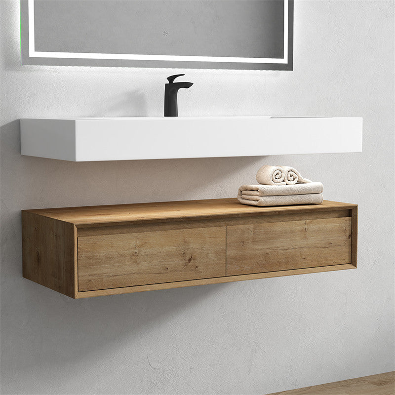 Alysa 60" Wall Mounted Bathroom Vanity with Reinforced Acrylic Integrated Sink Top