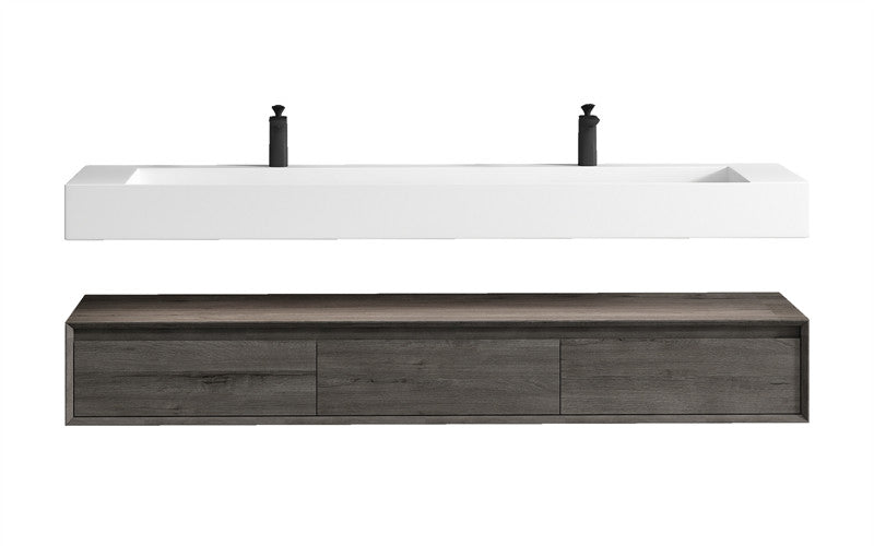Alysa 72" Wall Mounted Bathroom Vanity with Reinforced Acrylic Integrated Sink Top