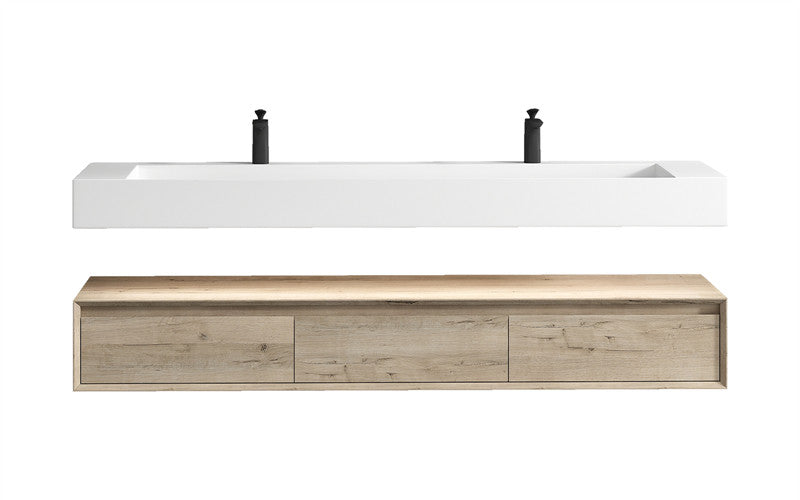 Alysa 72" Wall Mounted Bathroom Vanity with Reinforced Acrylic Integrated Sink Top