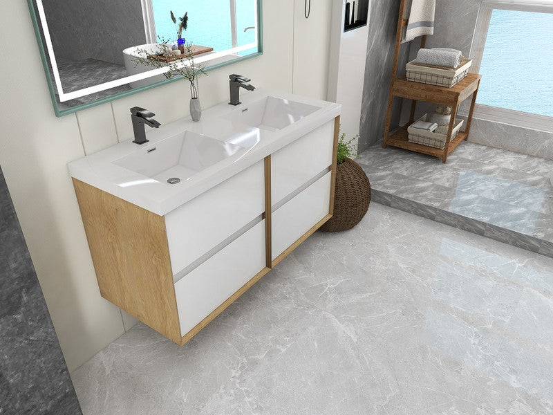 Kingdee 48" Wall Mounted Bathroom Vanity with Reinforced Acrylic Integrated Sink Top