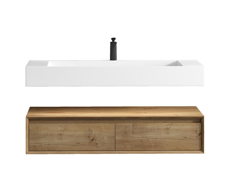 Alysa 60" Wall Mounted Bathroom Vanity with Reinforced Acrylic Integrated Sink Top